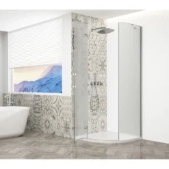 Afbeelding 2 Gelco Trinity Chrome Kwartronde douchecabine 90x90cm, matglas, links