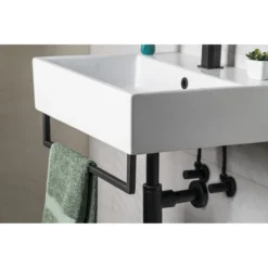 Afbeelding 2 Sapho Hang Handdoekhouder voor wastafel 46x9,8cm, mat zwart