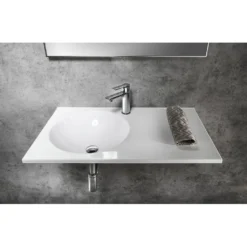 Afbeelding 2 Sapho Juno Kunstmarmeren wastafel 100x47cm, wit, links