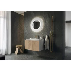 Afbeelding 2 Sapho Lorea Wastafelonderkast 160x46x51,5cm (70+20+70cm), eiken Alabama/mat wit