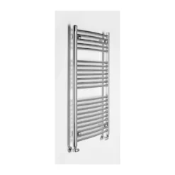 Afbeelding 2 Aqualine Alya Gebogen badkamerradiator 60x111cm, chroom