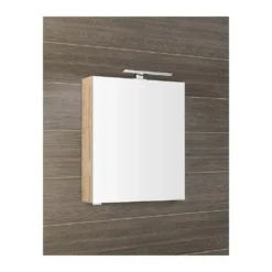 Afbeelding 2 Sapho Mirró Spiegelkast inclusief LED-lamp, 60x70x16cm, links/rechts, eiken Alabama