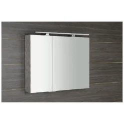 Afbeelding 2 Sapho Mirró Spiegelkast inclusief LED-lamp, 90x70x16cm, zilver eiken