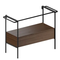 Afbeelding 2 GSI Pura Wastafelframe 102,6x46cm, mat zwart/noten
