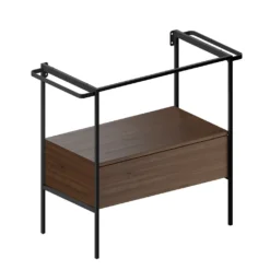 Afbeelding 2 GSI Pura Wastafelframe 102,6x46cm, mat zwart/noten