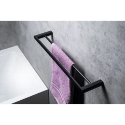 Afbeelding 2 Sapho Flori Dubbele handdoekhouder 60cm, mat zwart