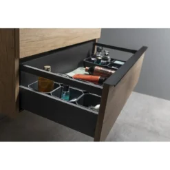 Afbeelding 2 Sapho Sitia Dubbele wastafelonderkast 116x50x44,2cm, 4 laden, zilver eiken