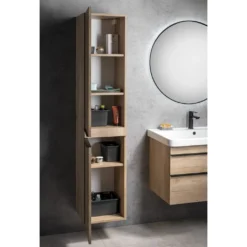 Afbeelding 2 Sapho Sitia Hoge opbergkast met 2 deuren 35x172x32cm, links/rechts/eiken Alabama