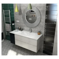 Afbeelding 2 Sapho Treos Wastafel 131,6x51,3cm (20+110), Rockstone, rechts, mat wit