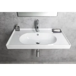 Afbeelding 2 Cerastyle Brand Keramische wastafel 80x45cm, wit