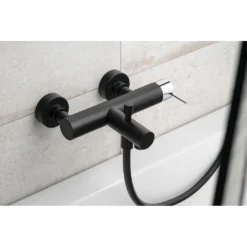 Afbeelding 2 Sapho Ultramix Wandgemonteerde badmengkraan, mat zwart/chroom