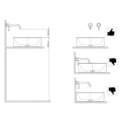 Afbeelding 2 Sapho Ultratap 2-gats inbouwwastafelkraan, uitloop 15cm, mat zwart/chroom