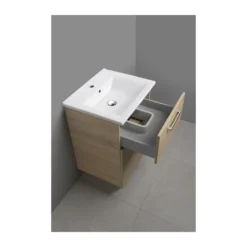 Afbeelding 2 Aqualine Vega Wastafelonderkast 62x72,6x43,8cm, 2x lade, eiken platina
