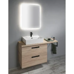 Afbeelding 2 Aqualine Vega Badkamermeubelset, breedte 104cm, platina eiken