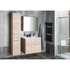 Afbeelding 2 Aqualine Vega Opbergkast 35x184x31cm, eiken platina