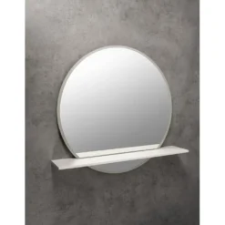 Afbeelding 2 Sapho Viso Ronde spiegel met LED-verlichting en planchet, Ø60cm, mat wit