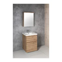 Afbeelding 2 Aqualine Kawa Strip Led Spiegelkast 50x70x22cm, eiken emporio