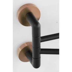 Afbeelding 2 Sapho Larissa Dubbele handdoekhouder 35cm, verstelbaar, zwart/mat koper