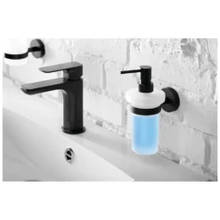 Afbeelding 2 Sapho X-Round Black Wandgemonteerde zeepdispenser 230ml, matglas, mat zwart