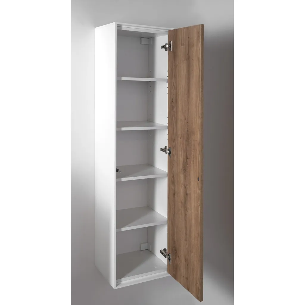 Aqualine Zanya Hoge opbergkast 35x140x30cm, mat wit/eiken emporio 2 Afbeelding 2 Aqualine Zanya Hoge opbergkast 35x140x30cm, mat wit/eiken emporio