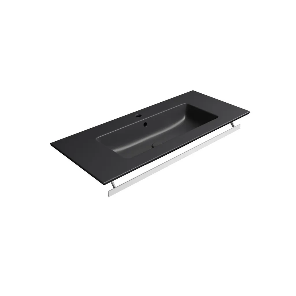 GSI Pura Keramische wastafel Slim 102x46cm, mat zwart 3 Afbeelding 3 GSI Pura Keramische wastafel Slim 102x46cm, mat zwart