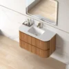Lavantri Eleonora rond badmeubel met ribbelfront 100cm acacia met 2 lades en keramiek wastafel zonder kraangat 12 Afbeelding 3 Lavantri Eleonora rond badmeubel met ribbelfront 100cm acacia met 2 lades en keramiek wastafel zonder kraangat