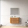 Afbeelding 4 Lavantri Eleonora rond badmeubel met ribbelfront 100cm acacia met 2 lades en solid surface wastafel zonder kraangat