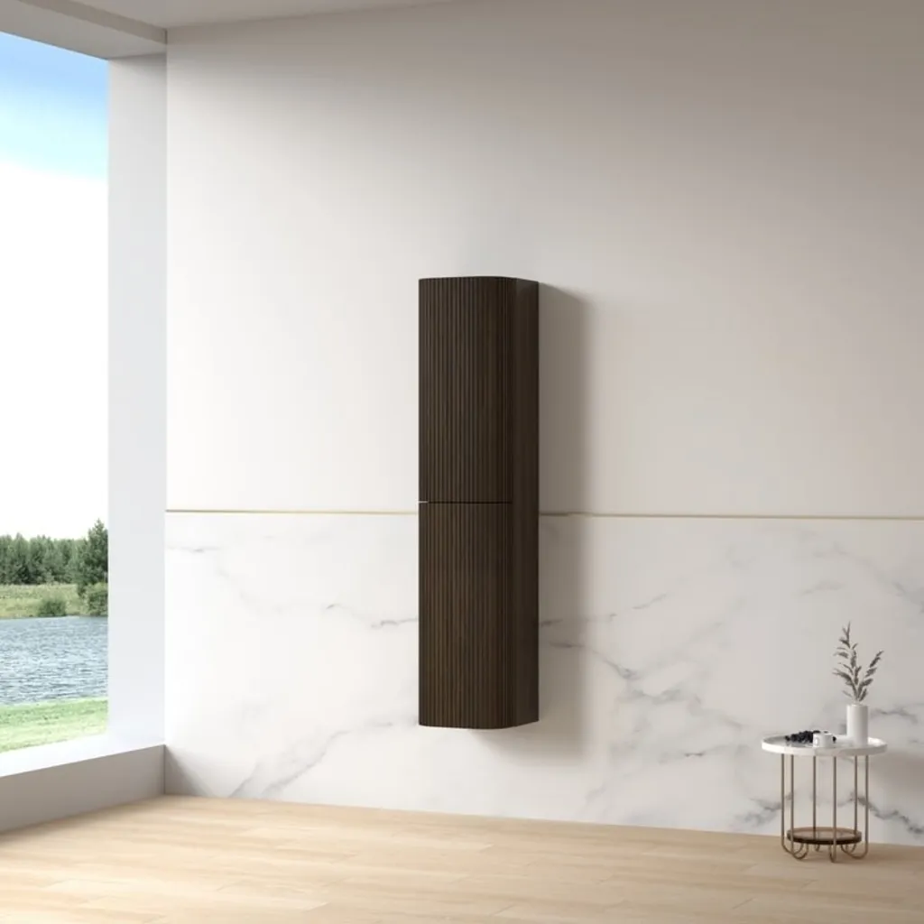 Lavantri Eleonora kolomkast met ribbelfront 160x35x35cm walnoot 4 Afbeelding 4 Lavantri Eleonora kolomkast met ribbelfront 160x35x35cm walnoot
