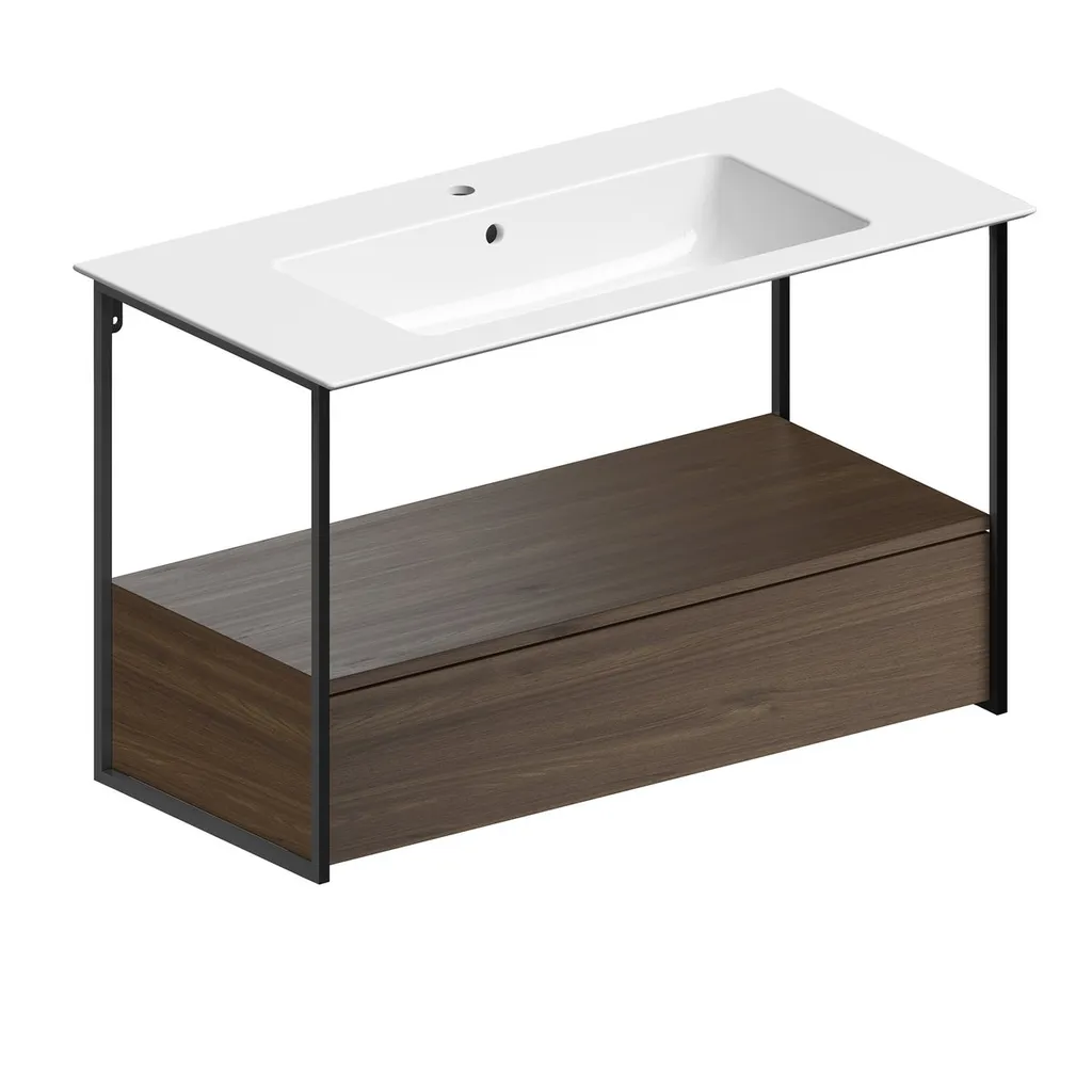 GSI Pura Keramische wastafel Slim 102x46cm, mat zwart 5 Afbeelding 5 GSI Pura Keramische wastafel Slim 102x46cm, mat zwart