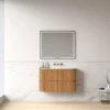 Afbeelding 8 Lavantri Eleonora rond badmeubel met ribbelfront 100cm acacia met 2 lades en solid surface wastafel zonder kraangat