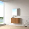 Afbeelding 9 Lavantri Eleonora rond badmeubel met ribbelfront 100cm acacia met 2 lades en solid surface wastafel met kraangat