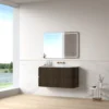 Afbeelding 9 Lavantri Eleonora rond badmeubel met ribbelfront 120cm walnoot met 2 lades en keramiek wastafel zonder kraangat