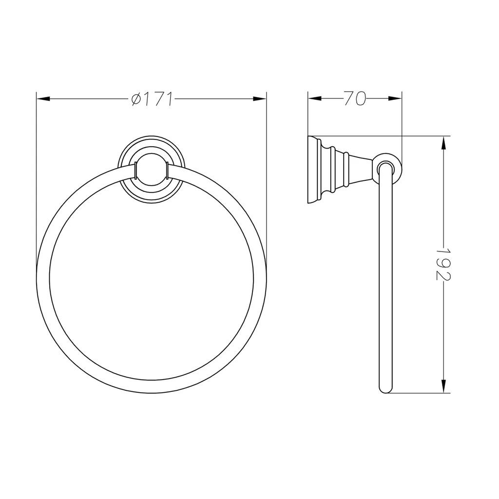 Sapho Diamond Handdoekhouder rond, brons 3 Maattekening 1 Sapho Diamond Handdoekhouder rond, brons