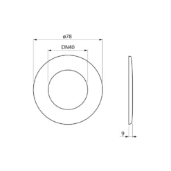 Maattekening 1 Bruckner Rozet 78/40mm, hoogte 9mm, ABS/wit