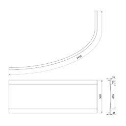 Maattekening 1 Polysan Naos L, R 180 Voorpaneel