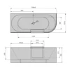 Polysan Portas L-vormig asymmetrisch bad met deur, 170x75x60cm, wit 25 Maattekening 1 Polysan Portas L-vormig asymmetrisch bad met deur, 170x75x60cm, wit