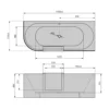 Polysan Portas R-vormig asymmetrisch bad met deur, 170x75x60cm, wit 25 Maattekening 1 Polysan Portas R-vormig asymmetrisch bad met deur, 170x75x60cm, wit