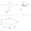 Maattekening 1 GSI Pura Keramische wastafel Slim 102x46cm, mat creta