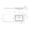 Sapho Brahea Wastafel 141x51,5cm (70+70cm), Rockstone, rechts, mat wit 3 Maattekening 1 Sapho Brahea Wastafel 141x51,5cm (70+70cm), Rockstone, rechts, mat wit