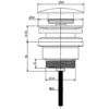 Maattekening 1 Sapho Wastafelafvoer 5/4“, klikwaste, grote stop, 1-5,5cm, mat koper