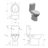 Maattekening 1 Sapho Handicap Duobloktoilet, verhoogde zitting, elektronisch bidet BLOOMING EKO PLUS, randloos, P-sifon, wit