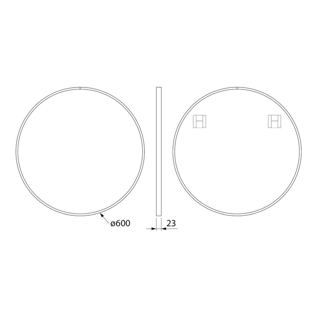 Sapho Notion Slim Ronde spiegel met lijst, Ø60cm, mat wit 8 Maattekening 1 Sapho Notion Slim Ronde spiegel met lijst, Ø60cm, mat wit