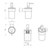 Maattekening 1 Gedy Pirenei Wandgemonteerde zeepdispenser 110ml, matglas, chroom