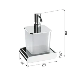 Maattekening 1 Sapho Flori Zeepdispenser 300ml, matglas, mat wit