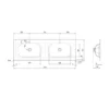 Maattekening 1 Sapho Treos Dubbele wastafel 151,6x51,3cm (75+75), Rockstone, mat wit