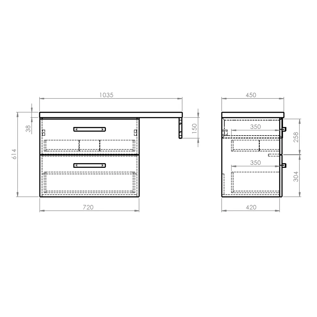 Aqualine Vega Badkamermeubelset, breedte 104cm, platina eiken 8 Maattekening 1 Aqualine Vega Badkamermeubelset, breedte 104cm, platina eiken