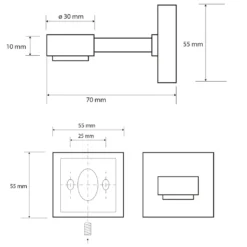 Maattekening 1 Sapho X-Square Magnetische zeephouder, chroom