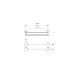 Maattekening 1 Sapho X-Steel Dubbele handdoekhouder 60cm, mat RVS