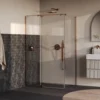afbeelding 1 Brauer Stellar douchecabine met draaideur helder glas 120x80x200cm omkeerbaar incl. glascoating PVD koper geborsteld