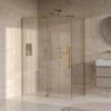 afbeelding 1 Brauer Stellar douchecabine met draaideur helder glas 140x80x200cm omkeerbaar incl. glascoating PVD goud geborsteld